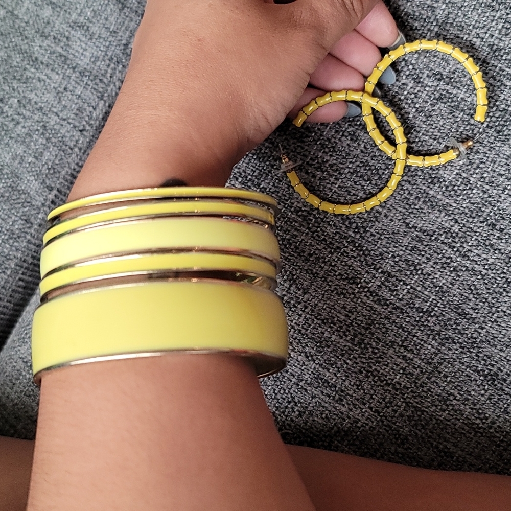 Yellow Bangle and earrings set